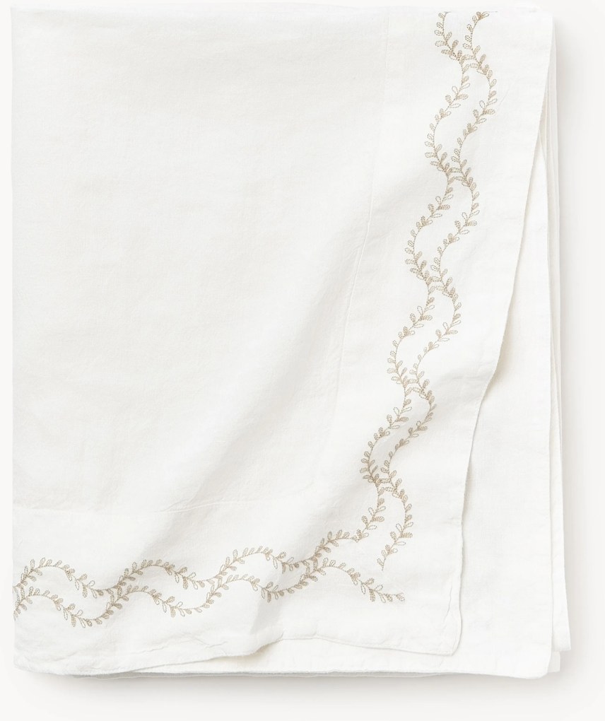 Obrus z vypratého ľanu's ručnou výšivkou Ivy