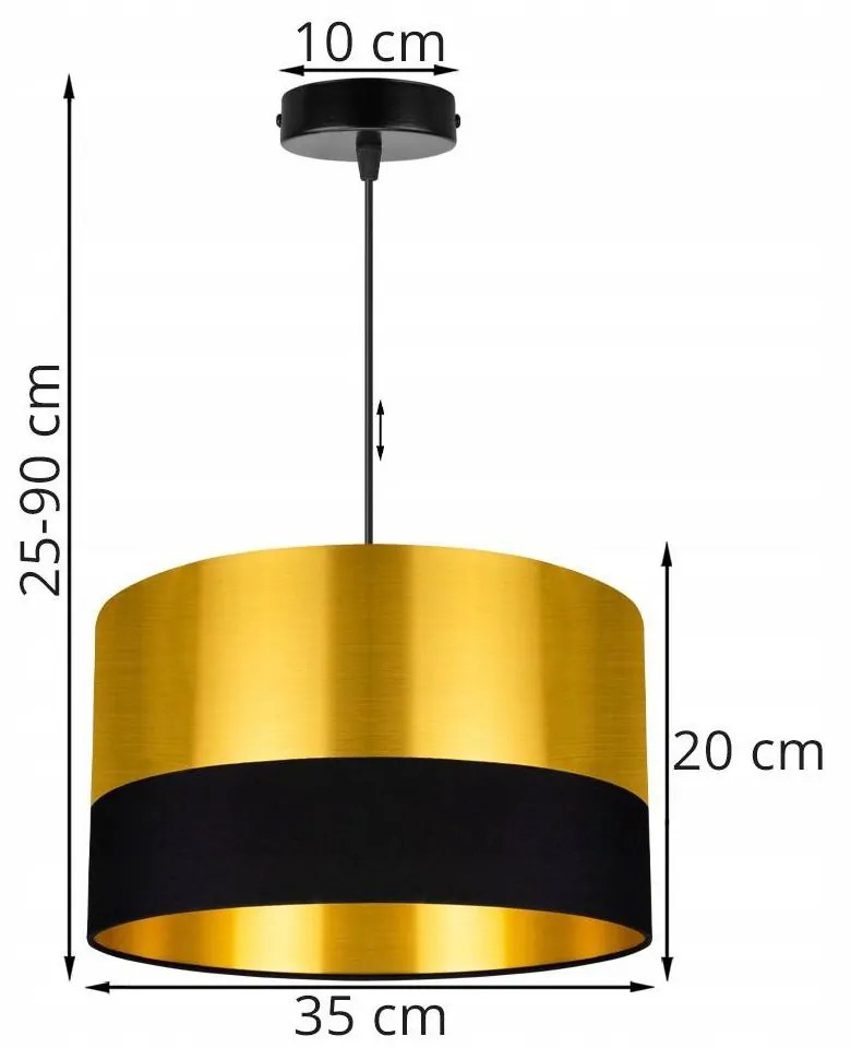 Závesné svietidlo GOLDEN, 1x zlaté textilné tienidlo (výber z 2 farieb), (výber z 2 farieb konštrukcie), (fi 35cm)