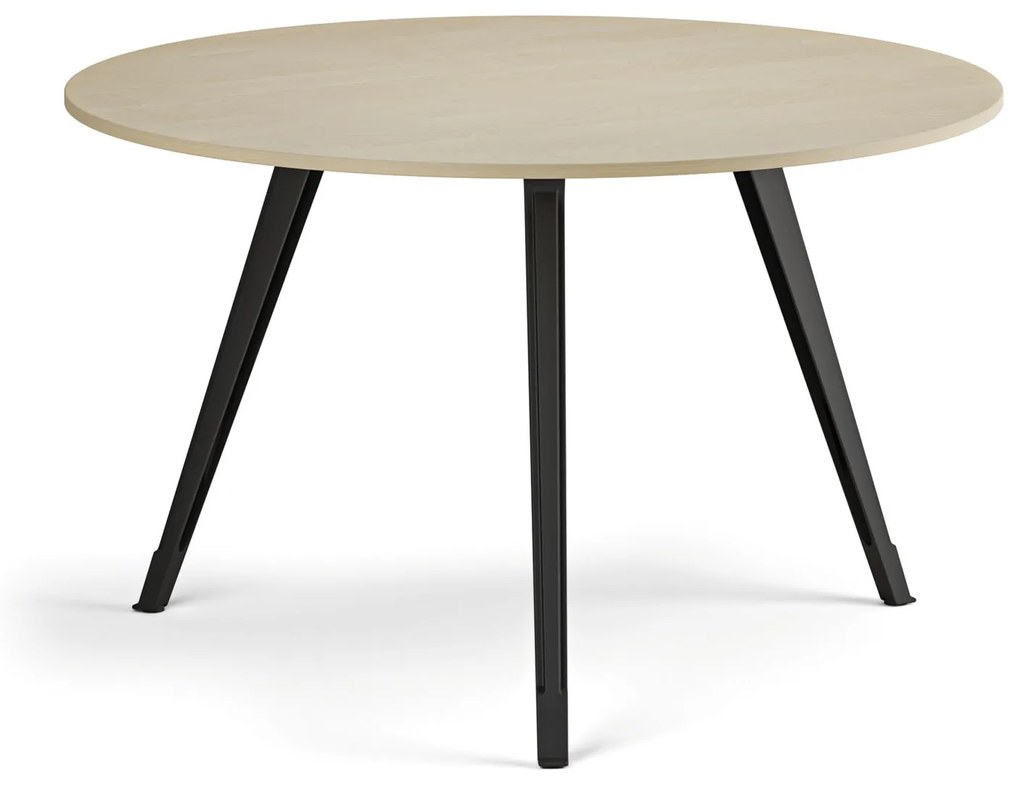 Konferenčný stôl PRIMO ZEN, priemer 120 cm, čierna podnož, breza