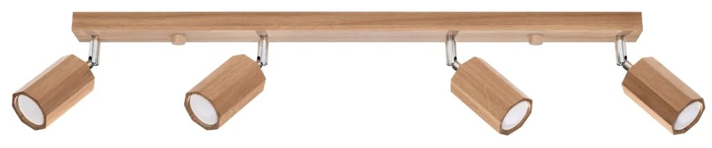Bodové svietidlo Zeke, 4x drevené tienidlo, (možnosť polohovania)