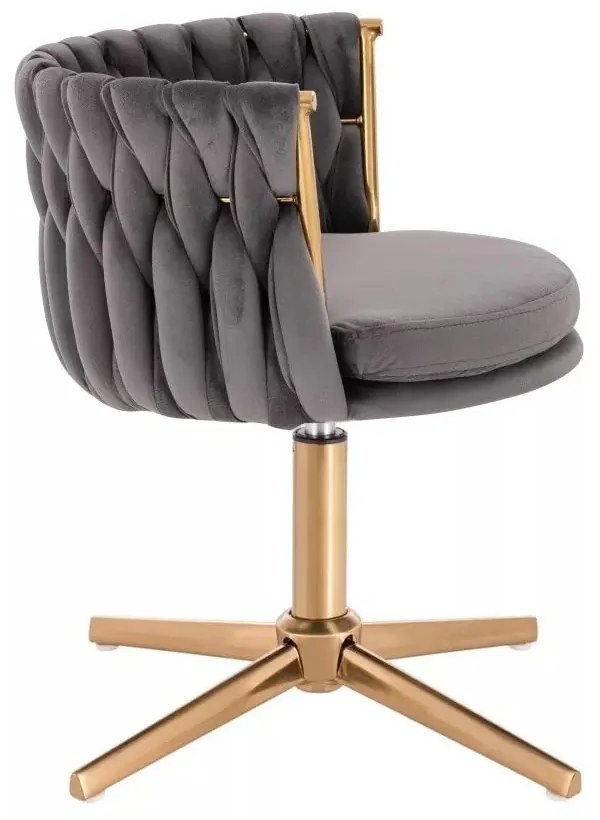 LuxuryForm DESIGN Stolička LYON VELUR na zlatom kríži - tmavo šedá