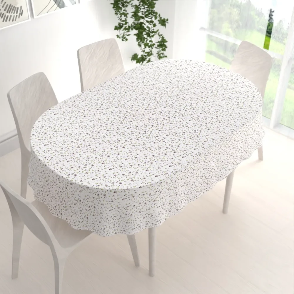 Biante Bavlnený oválny obrus Sandra SA-004 Fialové ružičky 120x180 cm