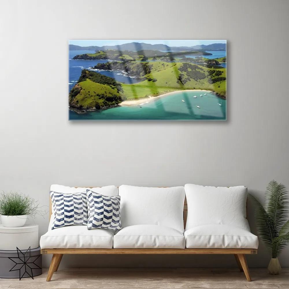 Obraz na skle More pláž les príroda 100x50 cm