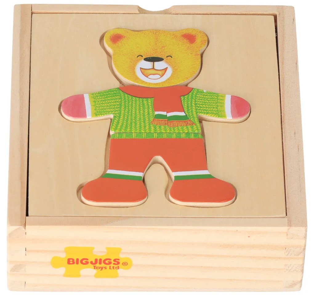 Bigjigs Drevené vkladacie puzzle Medveď