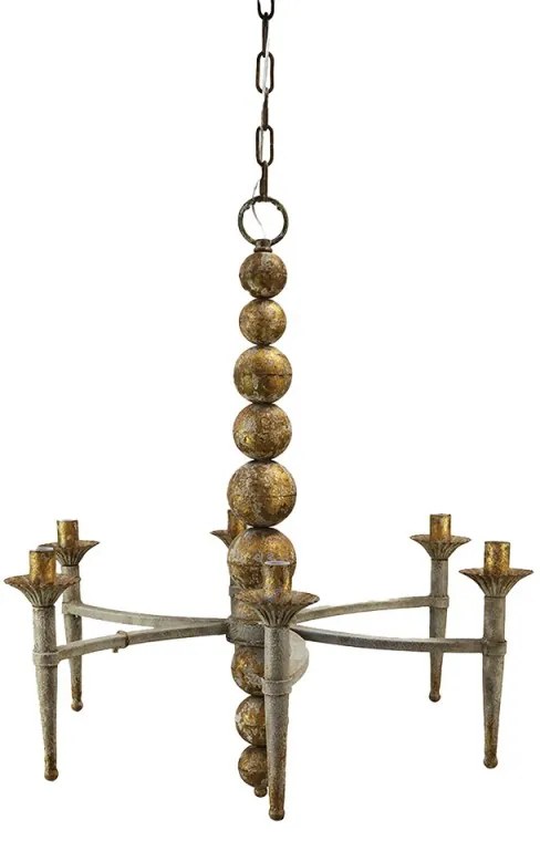 Zlatý 6 ramenný rustikálny luster