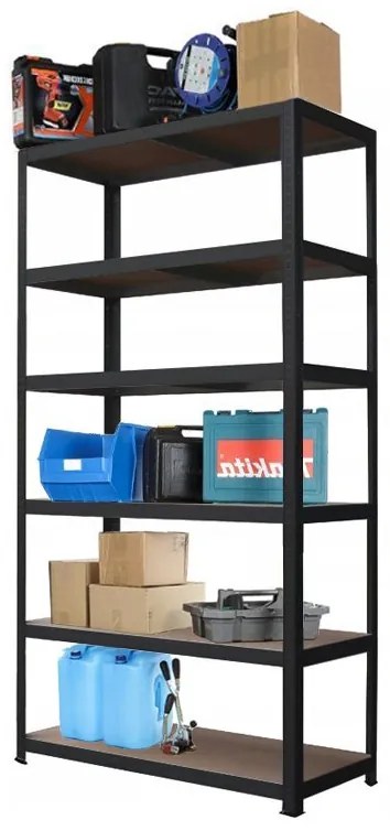 Fistar Regál 2400x1200x400 mm lakovaný 6-policový, nosnosť 1050 kg - ČIERNÝ