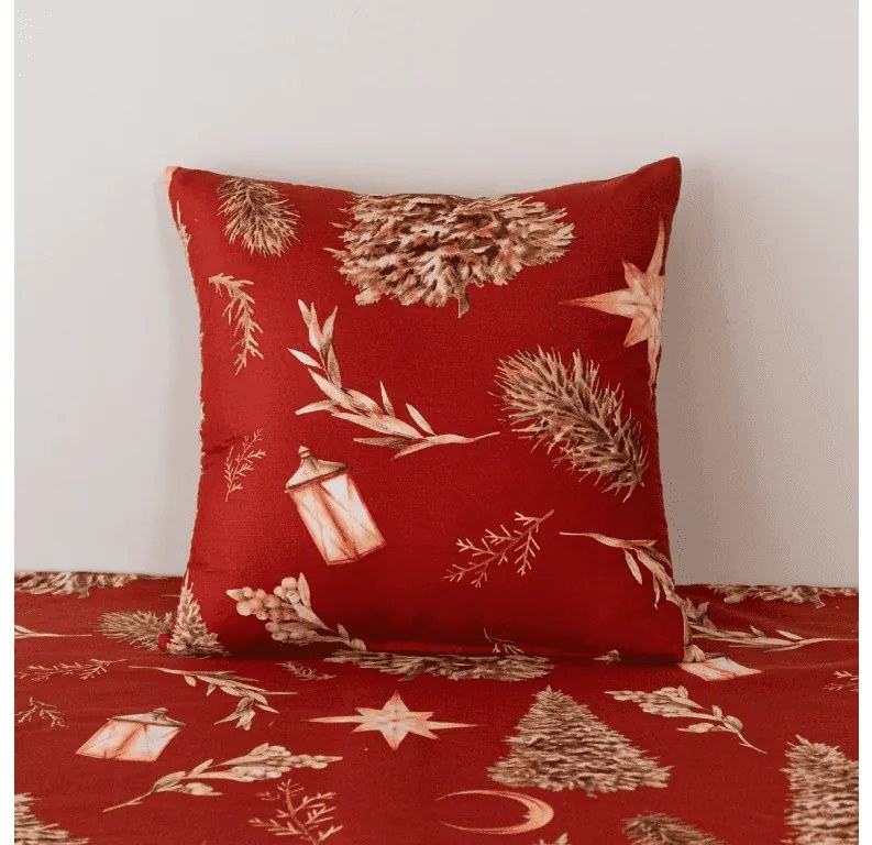 Obliečka na vankúš z mikrovlákna GOLD CHRISTMAS 45x45 cm, červená