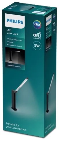 Philips - LED Stmievateľná dotyková stolná lampa AMBER LED/5W/5V čierna