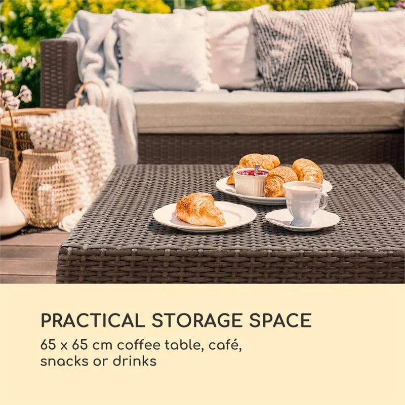 Blumfeldt Theia Lounge Set, záhradná sedacia súprava, rohová súprava, stolček, 5 vanúšov, hnedá