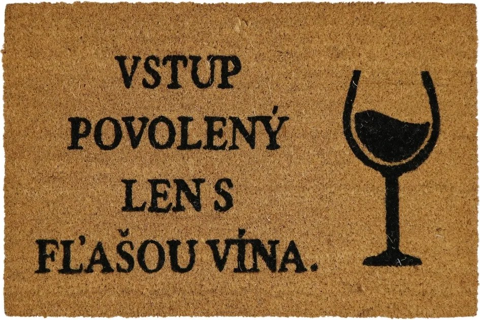 Rohožka Kokos Ľan s lahví vína - na von aj na doma, 40x60, hnedá, chodba / predsieň, Trade Concept