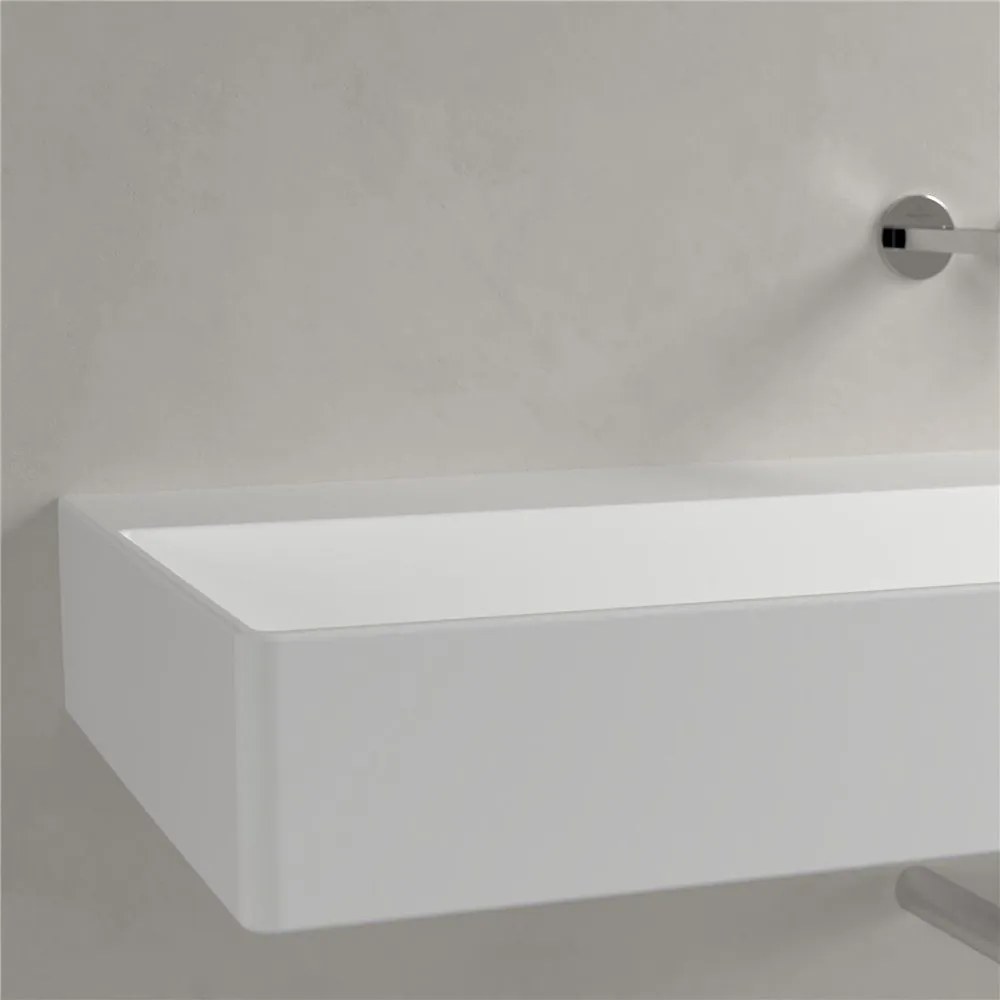 VILLEROY &amp; BOCH Memento 2.0 závesné umývadlo bez otvoru (spodná strana brúsená), bez prepadu, 1200 x 470 mm, Stone White, s povrchom CeramicPlus, 4A22CFRW