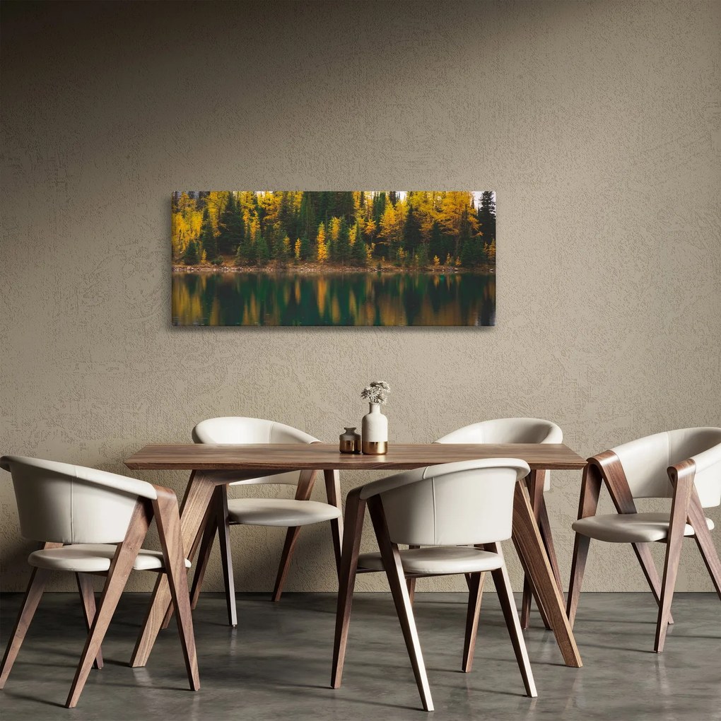 Obraz lesného jazera (120x50 cm)
