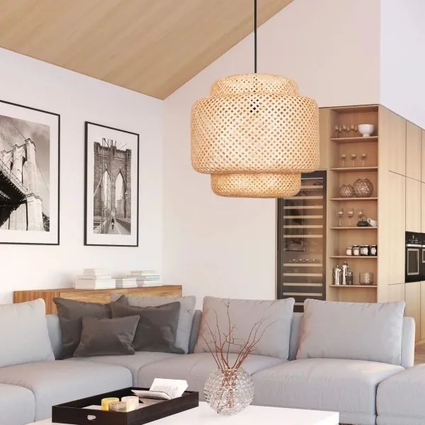 Luster na lanku BERTA 1xE27/20W/230V pr. 50 cm bambus