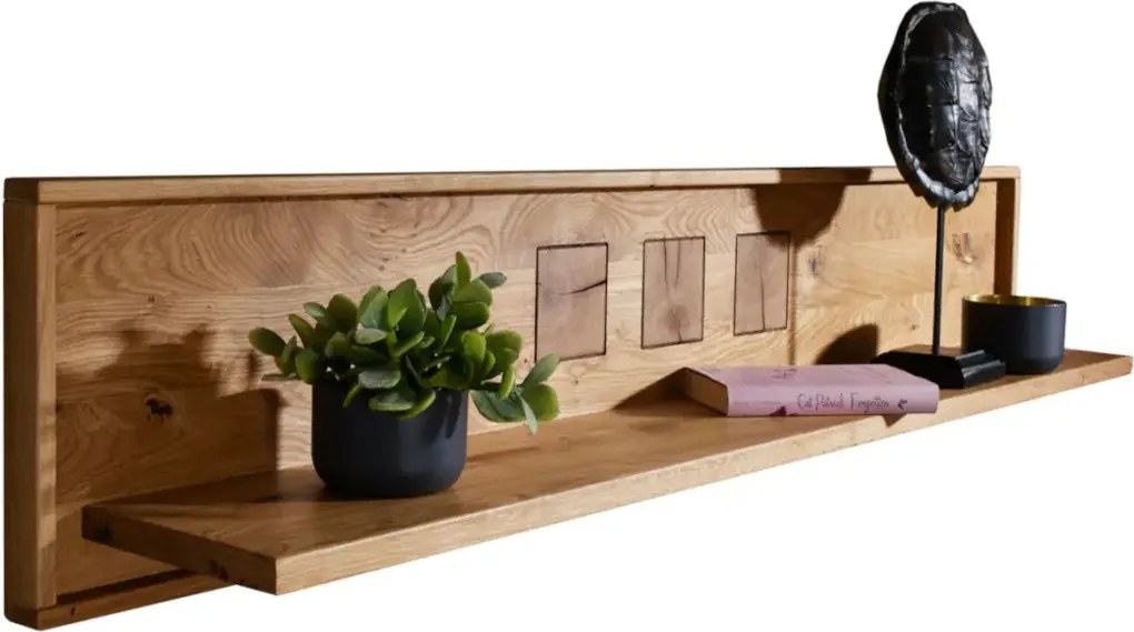 Nástenná dizajnová polica na stenu z masívu, 150x22x30 cm