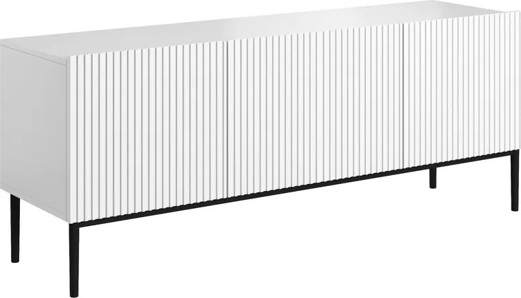 TV stolík Nicole 150 cm - biely mat / čierne nožičky