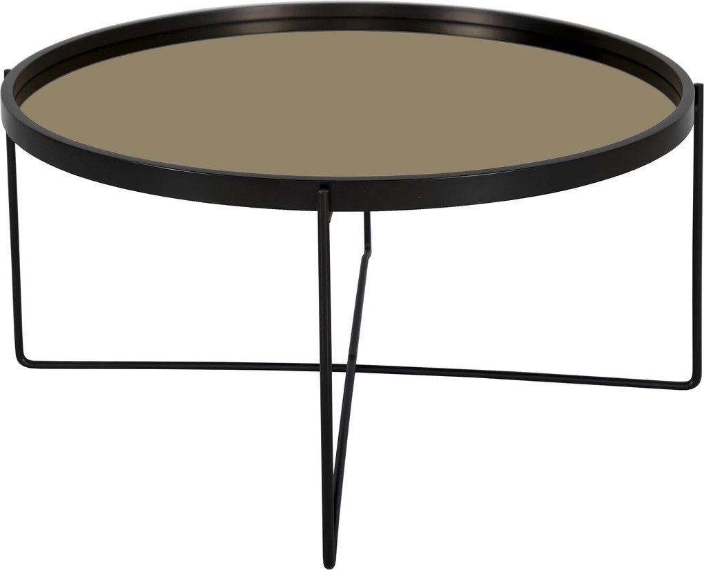 LEITMOTIV Čierny konferenčný stolík so zlatou zrkadlovou doskou