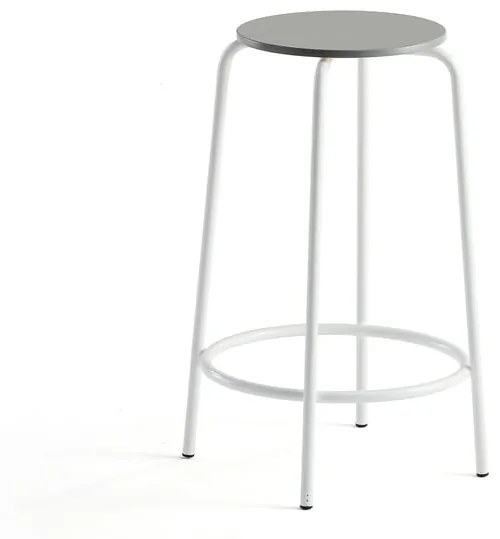 Barová stolička TIMMY, biely rám, svetlošedý sedák, V 630 mm