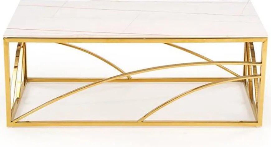 Konferenčný stolík Universe 3 biela mramor/zlatá