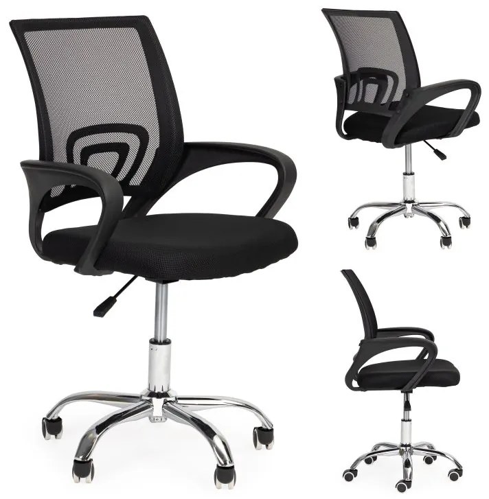 Ergonomická kancelárska stolička v čiernej farbe s kovovou základňou