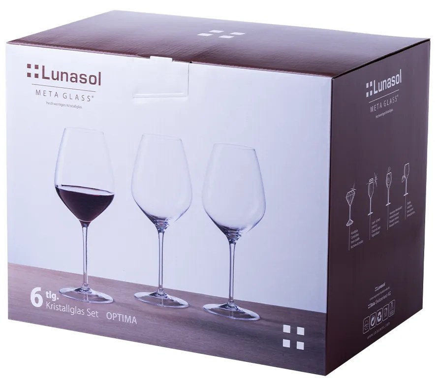 Poháre na červené víno 570 ml set 6 ks - Optima Glas Lunasol - 322681