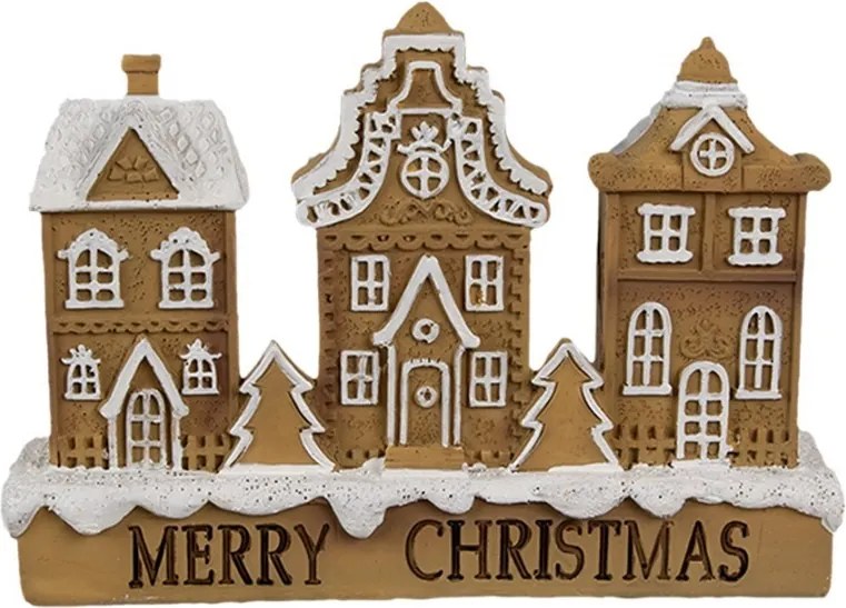 Hnedá dekorácia perníkových domčekov v rade Merry Christmas - 13*4*10 cm