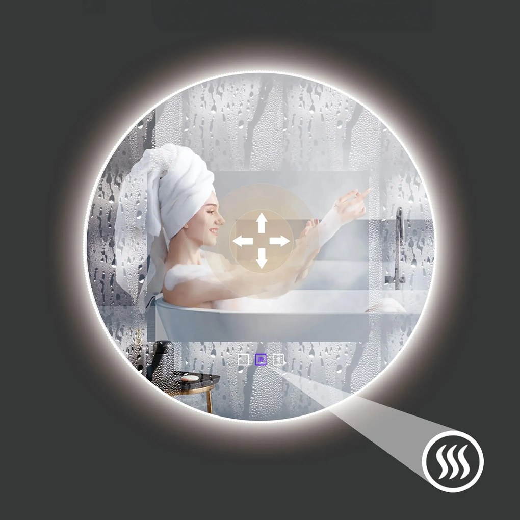 Kulaté dotykové zrcadlo s LED osvětlením Bluetooth ROUND 60 cm