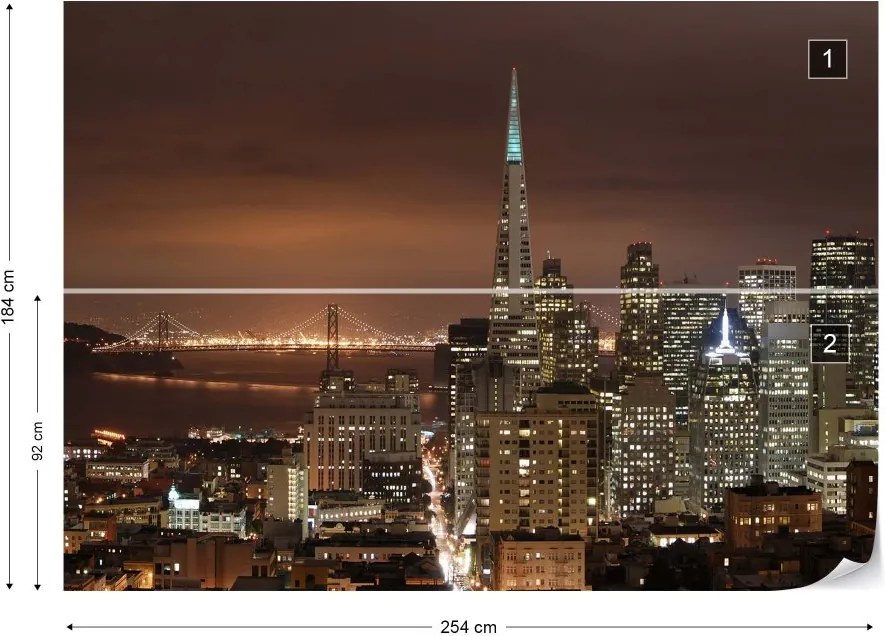 GLIX Fototapeta - San Francisco City Skyline Vliesová tapeta  - 254x184 cm