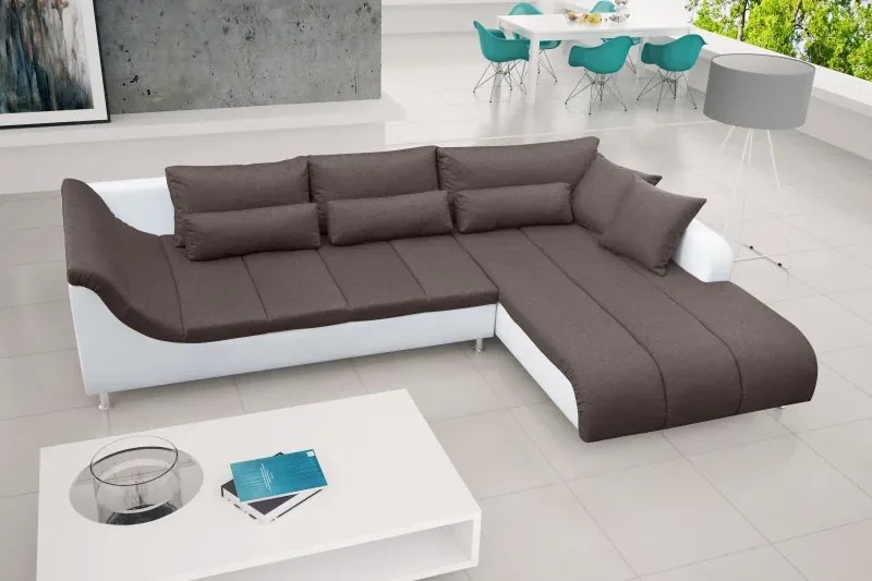 LOFT rohová sedacia súprava, Ľavá, biela/hnedá (soft 17/inari 27)