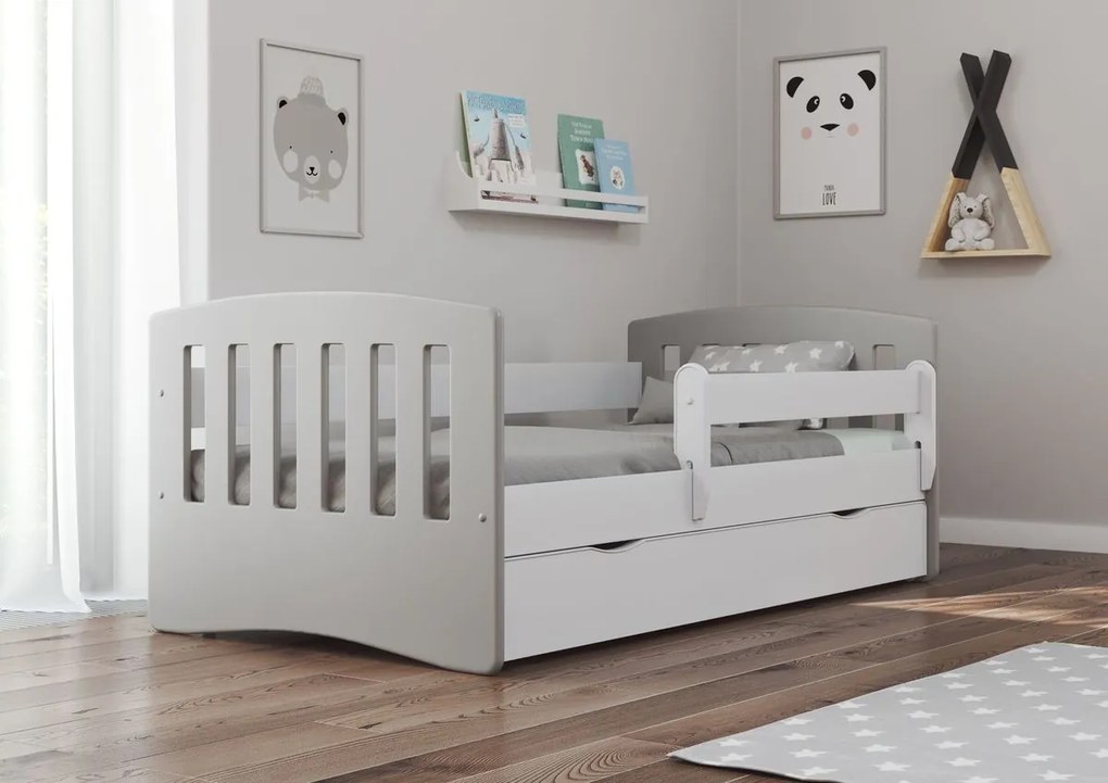 Detská posteľ Classic - sivá 180x80 cm posteľ + úložný priestor