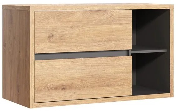 Kúpeľňová zostava Devon 100 cm s umývadlom, skrinkami a zrkadlom dub shetland/grafit