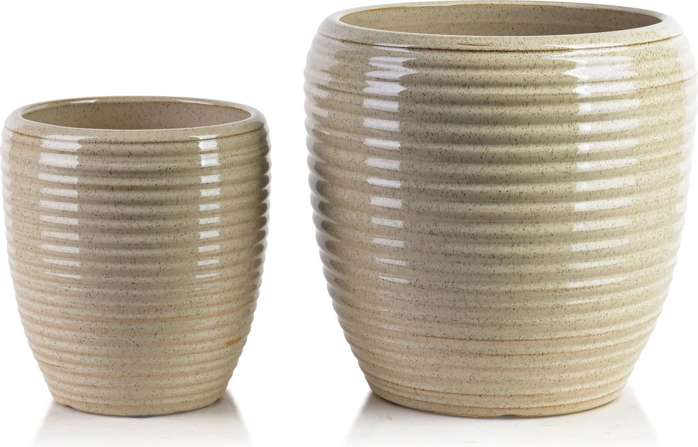 Sada 2 ks keramických květináčů NEVA XIV světle béžová