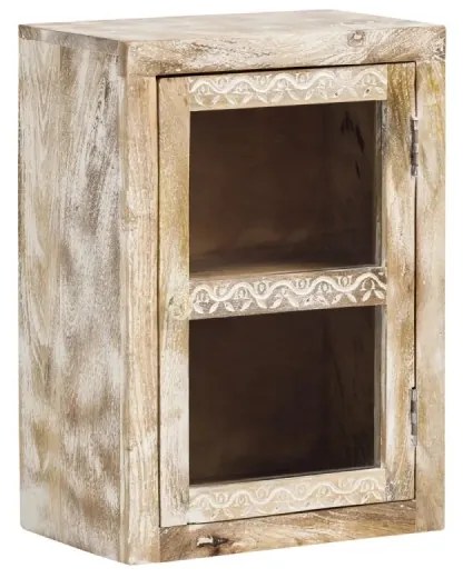 furniture-nabytek.cz - Masívna nástenná skrinka Bitna z mangového dreva, lakovaná, prírodná farba – 43×25×60 cm