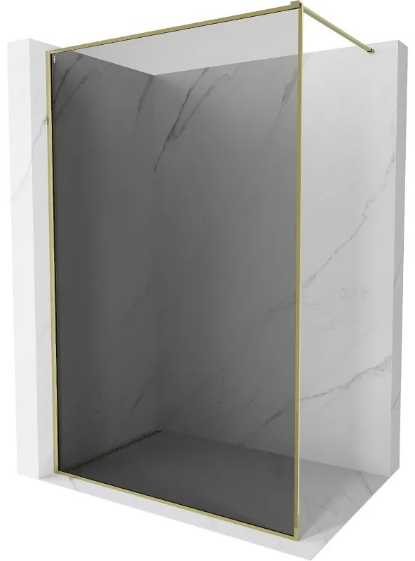 Mexen Kioto-F, sprchová zástena s rámom 90 x 202 cm, 8 mm šedé sklo, zlatý lesklý profil, 800-090-104-50-40