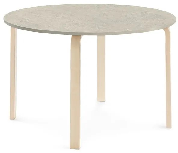 Stôl ELTON, Ø 1200x710 mm, linoleum - šedá, breza