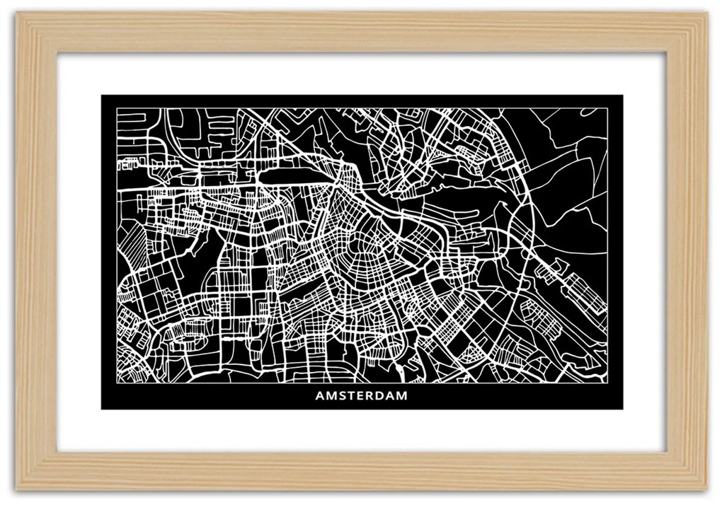 Gario Plagát Plán mesta Amsterdam Farba rámu: Bez rámu, Rozmery: 100 x 70 cm