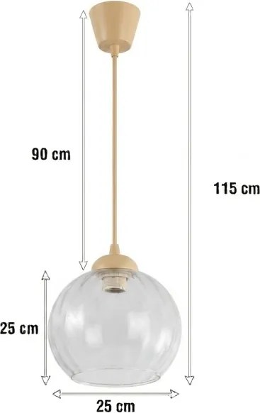 BRILAGI - LED luster na lanku RETRO GLASS 1xE27/60W/230V pr. 25 cm béžová/číra