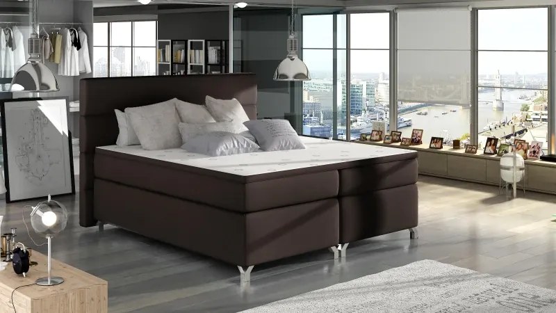 Posteľ Boxspring Amadeus 200x180, tm. hnedá (koženka - bao 12)