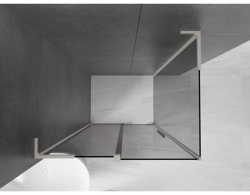 Mexen Velar L, sprchový kút s posuvnými dverami 120 x 70 cm, 8mm šedé sklo, brúsená oceľ, 871-120-070-43-97