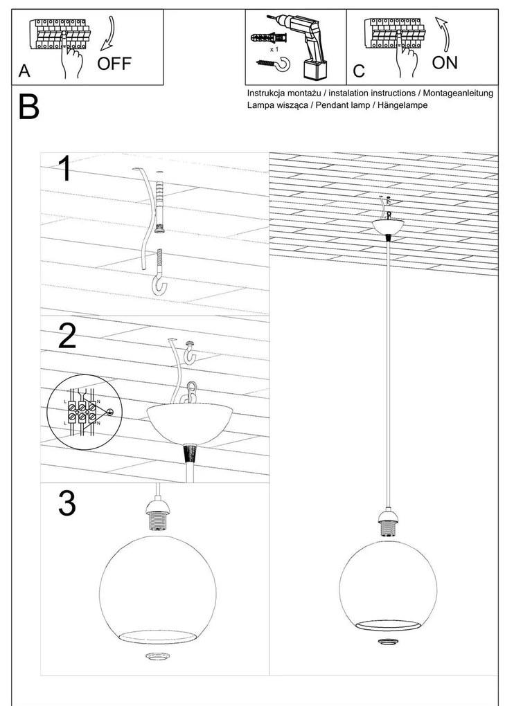 Závesné svietidlo BALL transparentné