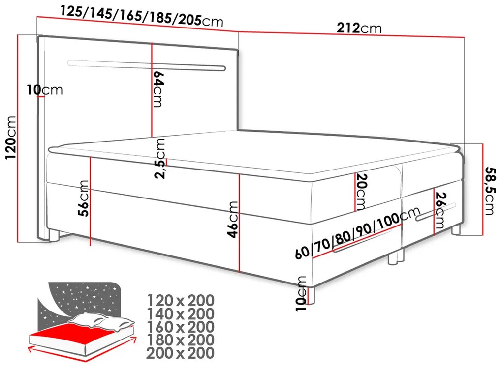 Moderný boxspring Torro 180x200, hnedá Fresh