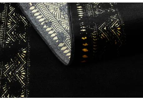 Koberec, Behúň GLOSS moderný 408C 86 vzor rámu štýlový, glamour, art deco čierna / zlatá Veľkosť: 80x250 cm