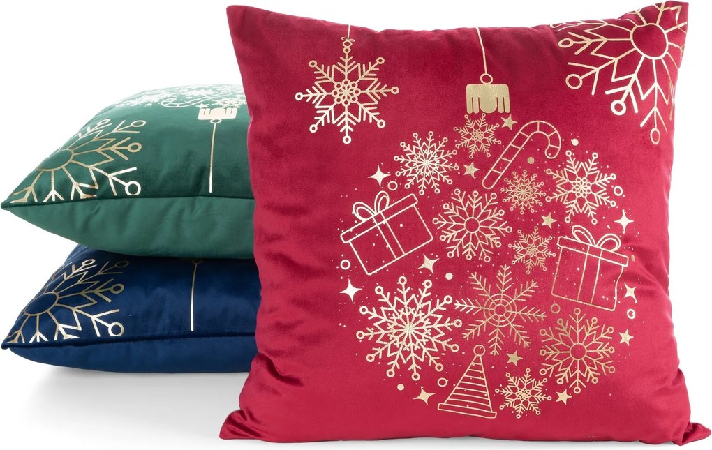 VIANOČNÁ DEKORAČNÁ OBLIEČKA NA VANKÚŠ GLIMMER 45X45 CM TMAVOMODRÁ