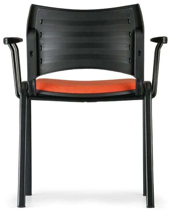 Konferenčná stolička SMART, chrómované nohy, s podpierkami rúk, zelená