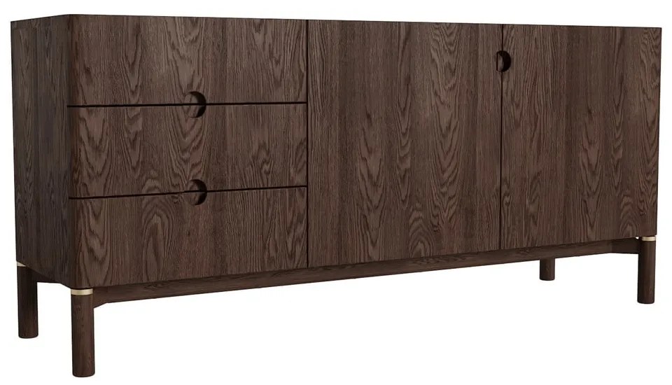Tmavohnedá nízka komoda v dekore duba 160x73 cm Arun – Unique Furniture