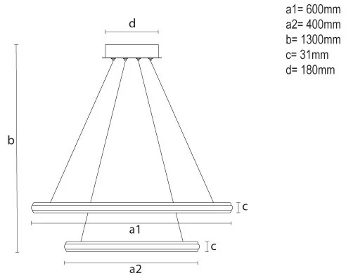 LED stmievateľný luster na lane LED/90W/230V 3000-6500K priemer 60 cm + diaľkový ovládač