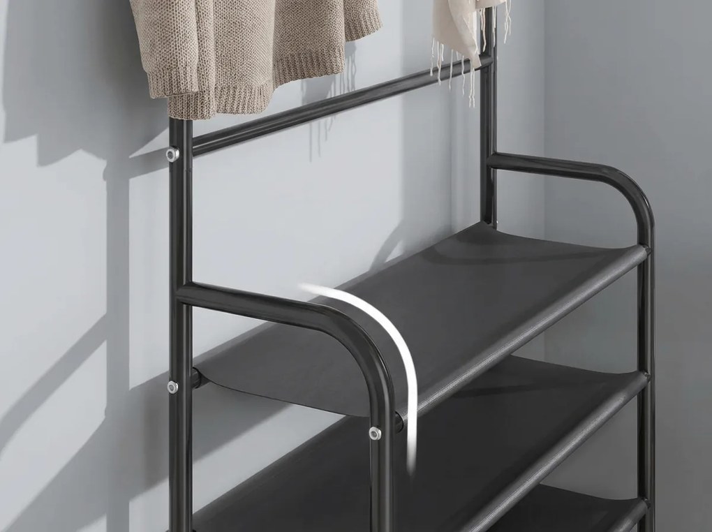 Vešiak s botníkom CLOTHORY 80x152 cm, čierny