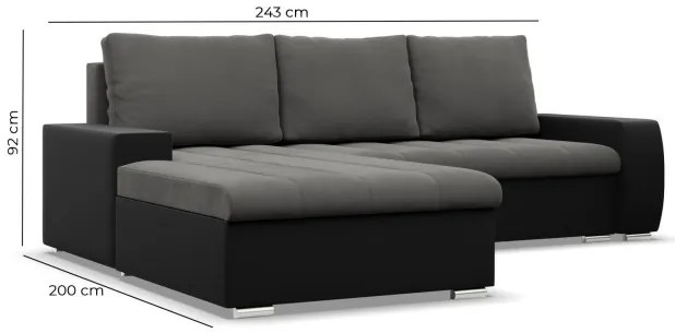 Rohová rozkladacia sedačka AURORA ľavá popolová / biela