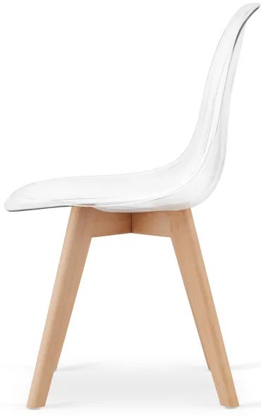 Set styroch jedálenských stoličiek KITO priesvitné / naturálne nohy (4 ks)