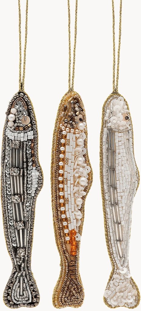 Ručne vyrobené vianočné ozdoby Sardine, 3 ks