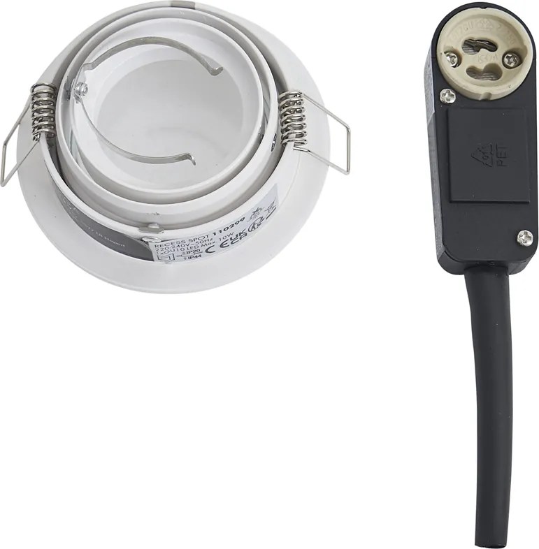 Sada 6 moderných zapustených bodových svetiel biela otočná a naklápacia IP44 - Chuck